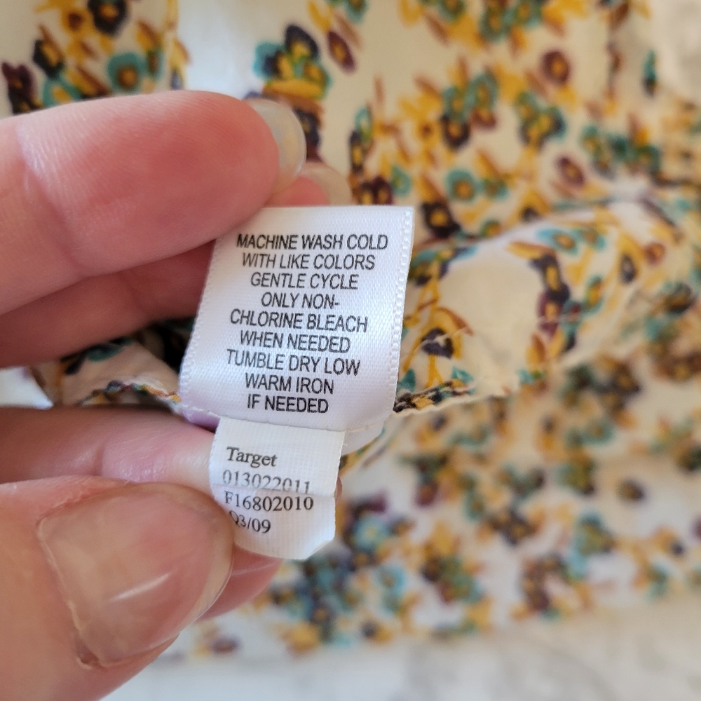 Merona Womens Floral Tunic Smocked Button Front V-neck Shirt XXL - Picture 11 of 14